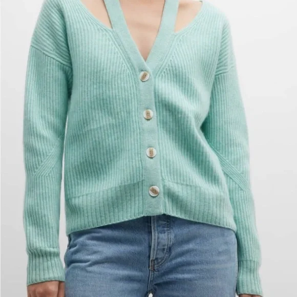 Naadam 100% Cashmere Cut-Out Cardigan | XS (fits like Small) | New With Tags - Picture 3 of 6